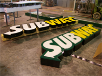 Subway Channel Letters on a Raceway and as LogoBox